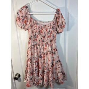 Altar'd State Smocked Puff Sleeve Tiered Floral Mini Dress‎ M